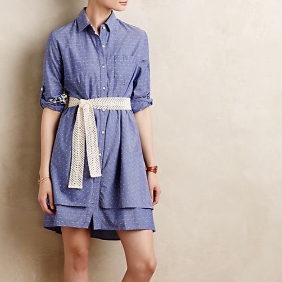 Anthropologie Dresses & Skirts - ANTHRO Dotted Chambray Shirtdress